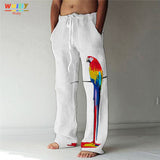 Men's Parrot Straight Trousers 3d Print Elastic Drawstring Design