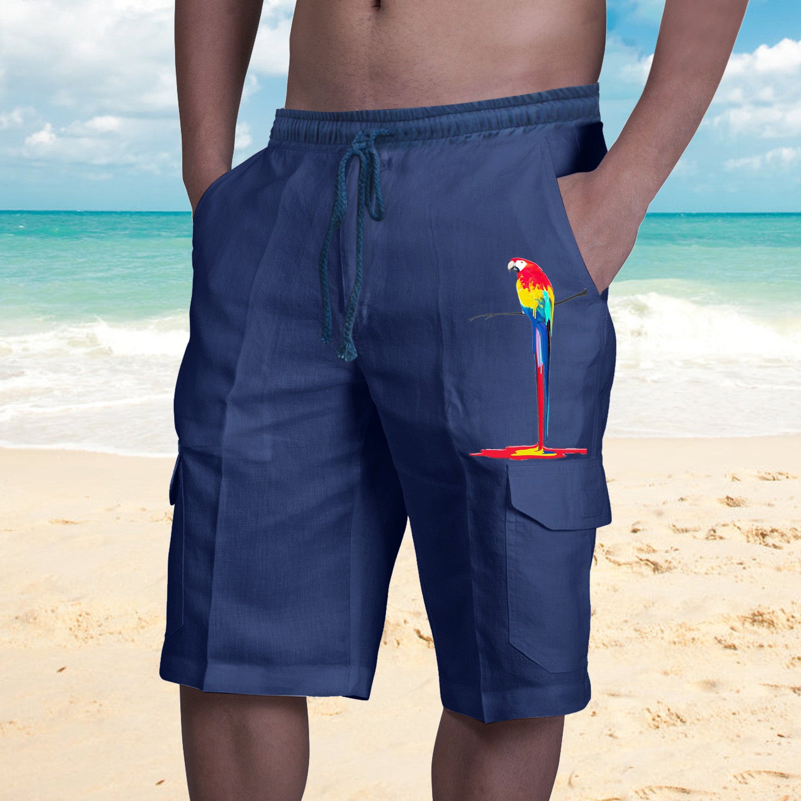Men's Cargo Shorts Rice White Multicolor Multi pocket